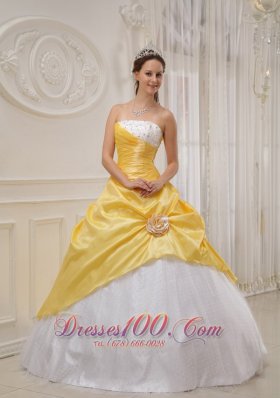 For Sale Yellow and White Flower Sweet 16 Dress