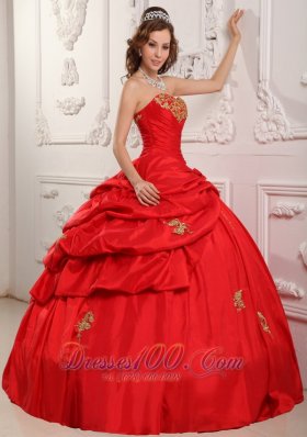 Elegent Red Sweetheart Sweet 16 Dress Floor-length Taffeta