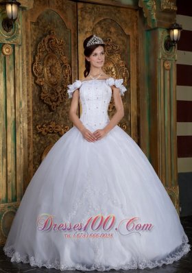 White Sweet 16 Dress Off The Shoulder Organza Appliques