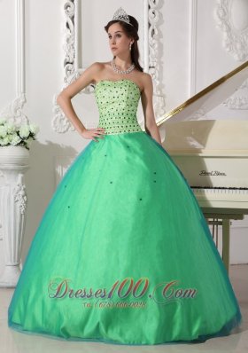 Spring Green Quinceanera Dress Floor-length Beading