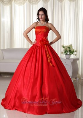 Under 200 Red Floor-length Ruched Quinceanera Dress