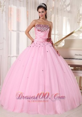 Baby Pink Quinceanera Dress Strapless Tulle Ruch
