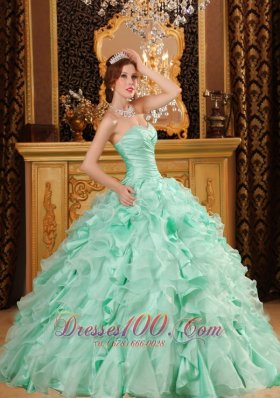 Apple Green Sweetheart Floor-length Quinceanera Dress Ruffles