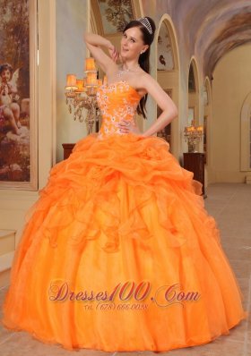 2013 Light Orange Quinceanera Dress Appliques Sweetheart