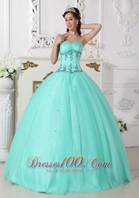Apple Green Quinceanera Dress Under 200 Beading Floor-length