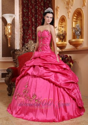 2013 Hot Pink Quinceanera Dress Appliques Beading