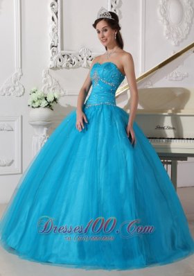 2013 Teal Beading Ruch Strapless Quinceanera Dress