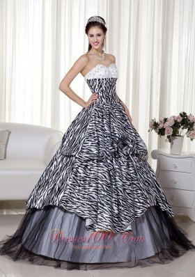 Luxurious A-line Sweetheart Zebra Print Quinceanera Dress