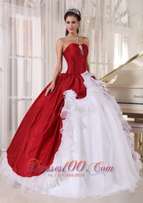 Beautiful Wine Red and White Quinceanera Gowns 2013