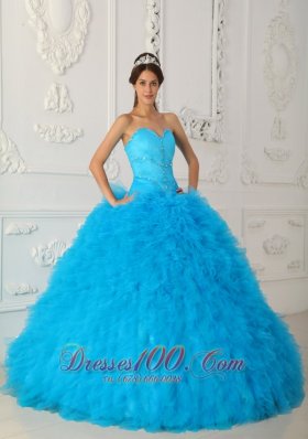 Blue Lovely Sweetheart Ball Gown Dress for Quince