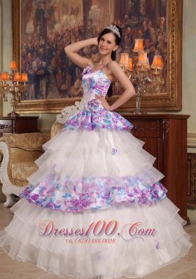 Elegant Quinceanera Dress Straps Floral Organza Printing