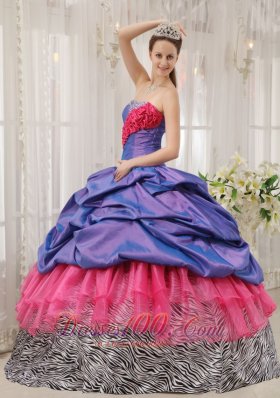 Exclusive Quinceanera Dress Taffeta Zebra Strapless Beading