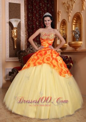 Yellow Quinceanera Dress Sweetheart Tulle Beading