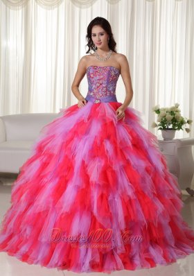 Ball Gown Strapless Trendy Tulle Appliques Quinceanera Dress