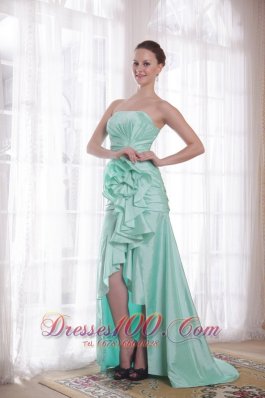 High-low Apple Green Taffeta Strapless Prom Dress