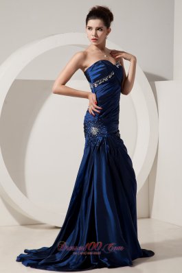 Mermaid Brush Navy Blue Prom Evening Dress Seventeen