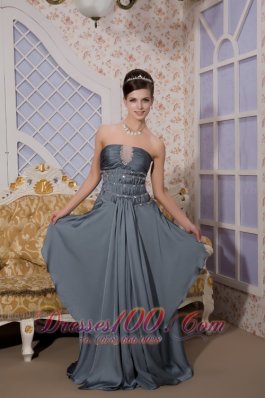 Peacock Green Brush Train Prom / Evening Dress
