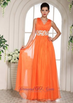 2013 Orange Red V-neck Prom Celebrity Dress
