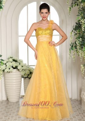 Light Yellow One Shoulder Seventeen Prom Dress