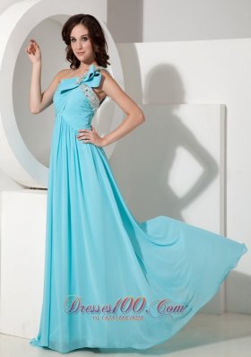 One Shoulder Aqua 2013 Evening Dress