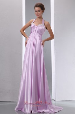 Lavender Halter Appliques Junior Prom Evening Dress