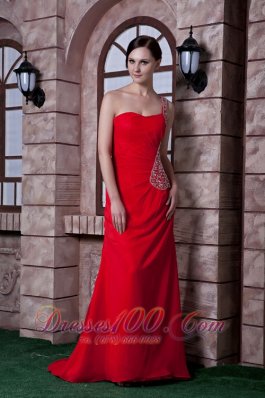 Beautiful One Shoulder Prom Dress Beading Back Cut