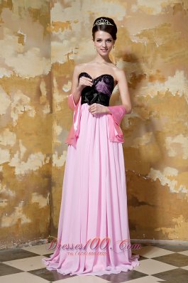 Pink and Black Column Brush Prom Celebrity Dress Hand Made