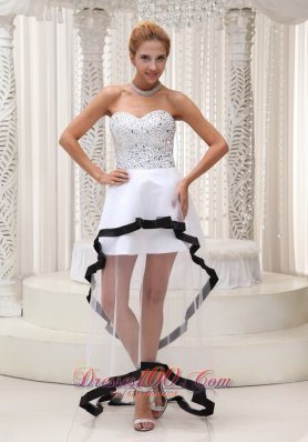 White Sweetheart Beaded High-low Prom Dress Layered