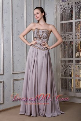 Empire Prom Dress Strapless Chiffon Beading Floor-length