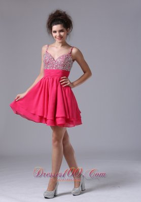 Beading Straps A-Line Cocktail Short Prom Dress