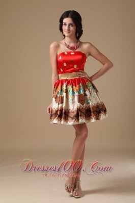 Multi-color A-line Mini Floral Printing Prom Holiday Dress
