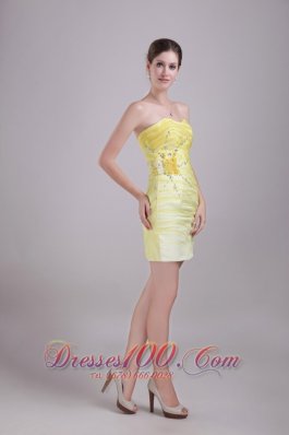 Yellow Sheath Taffeta and Organza Prom Homecoming Dress