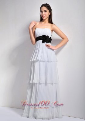Cake Style White Empire Flower Pleating Prom Holiday Dresses