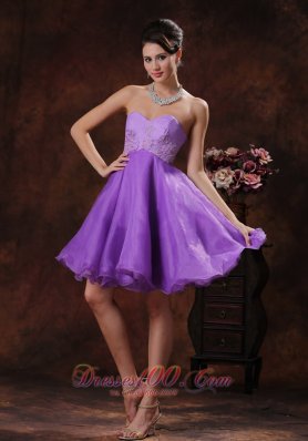Lavender Princess Short Prom Dress With Appliques