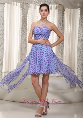 Printing High-low Empire Cocktail Holiday Dress Ruched Ruffles