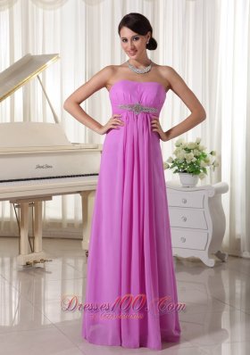 Lavender Chiffon Beaded Empire Prom Dress Lace-up