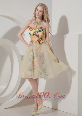 Colorful Printing Short Knee-length Holiday Dress for Prom