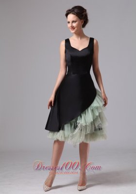 Ruffled Black Short Straps Mother Of The Bride Dress