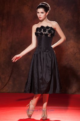 Handle Flower Tea-length Taffeta Dress for Prom