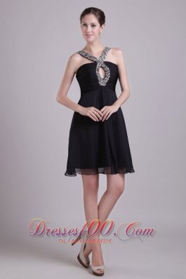 Straps Keyhole Opening Short Chiffon Beading Cocktail Dress