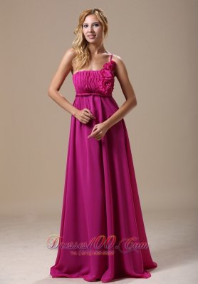 Fuchsia Floral One Shoulder Prom Holiday Dress