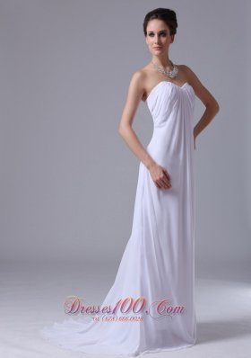 Custom Empire Beach Chiffon Sweetheart Wedding Maxi Gown