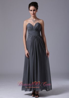 Grey Sweetheart Bridesmaid Dress Chiffon Ankle-length