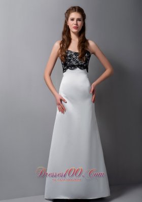 Gray Strapless Lace Bridesmaid Maxi Dress Floor-length Satin