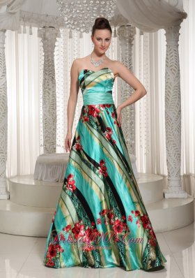 Colorful Printing Sweetheart A-line Prom Celebrity Dress