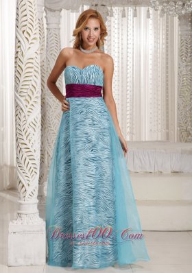 Aque Blue Zebra A-line Sweethart Long Celebrity Dress