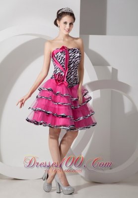 Zebra Print Sweet Strapless Short Prom Party Dress Mini-length