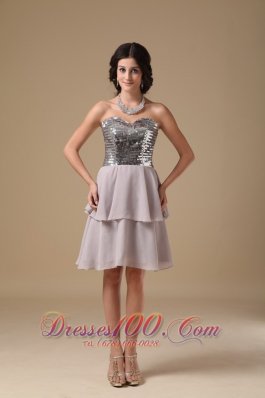 Grey Prom Dress Sweetheart Mini-length Chiffon Sequin