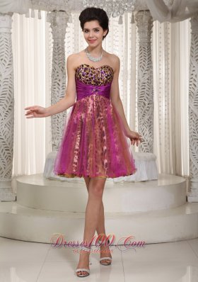 Colorful Princess Mini-length Organza and Leopard Homecoming Dress