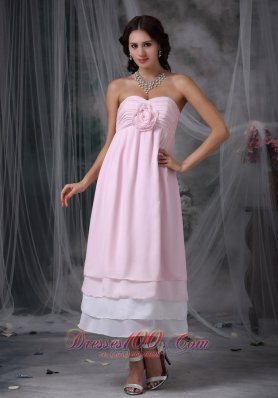 Dama Dresses Pink Sweetheart Tea-length Chiffon